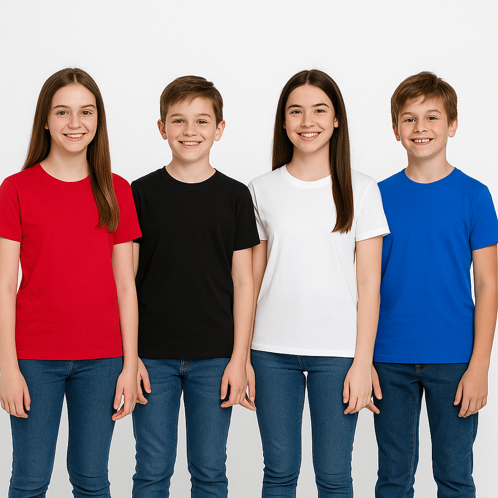 Kit 4 Camisetas Masculino e Feminino Infantil 100% Algodão Tam 2 ao 16 - Loja Descontou!