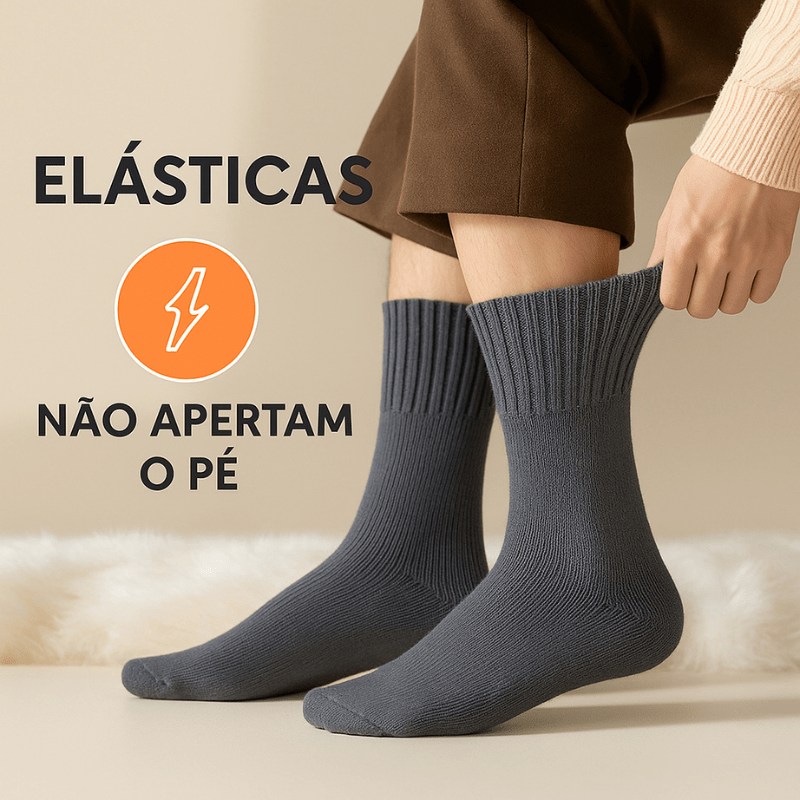 Kit Meia Térmica Peluciada Forrada - Masculino e Feminino - Loja Descontou!