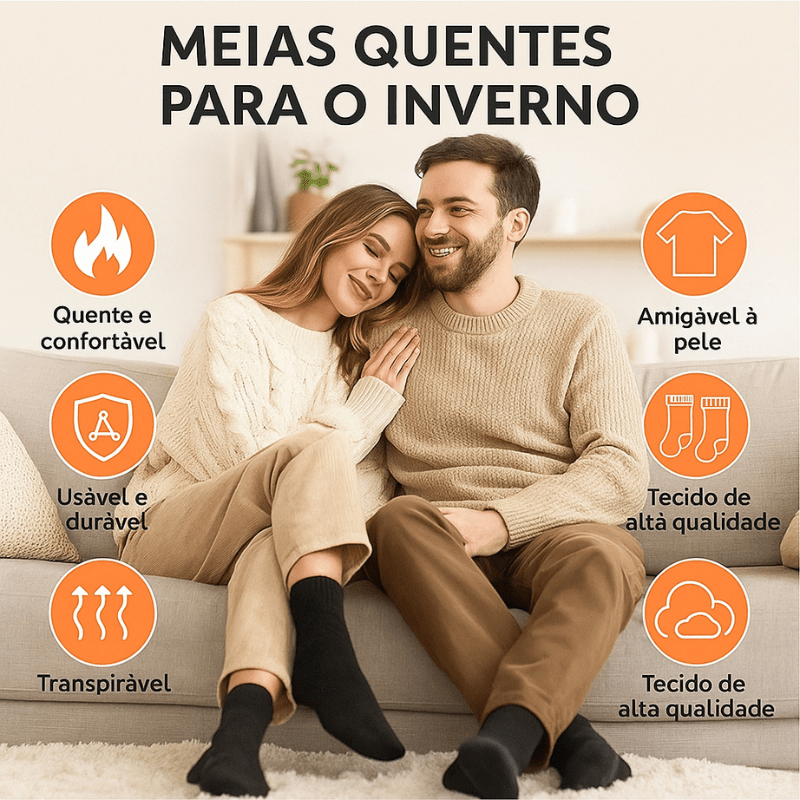 Kit Meia Térmica Peluciada Forrada - Masculino e Feminino - Loja Descontou!