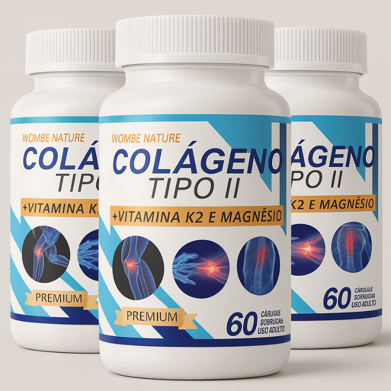 Kit 3 Colágeno tipo 2 - Dores Articulares + Vitaminas - 180 Cápsulas