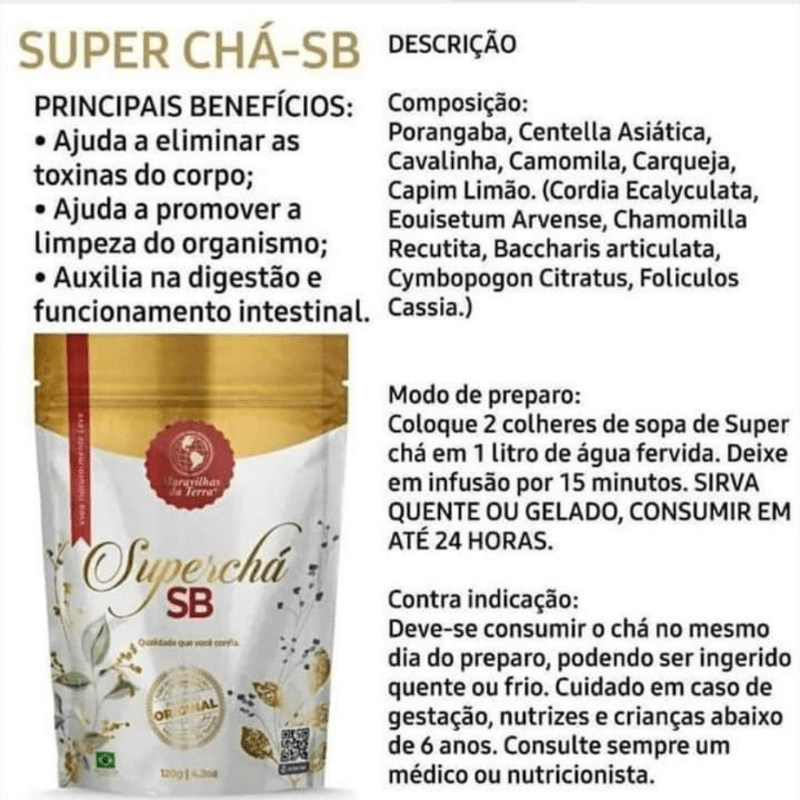 Kit 3 Chás Maravilhas da Terra - Superchá, Linfachá e Sbeltchá - Loja Descontou!