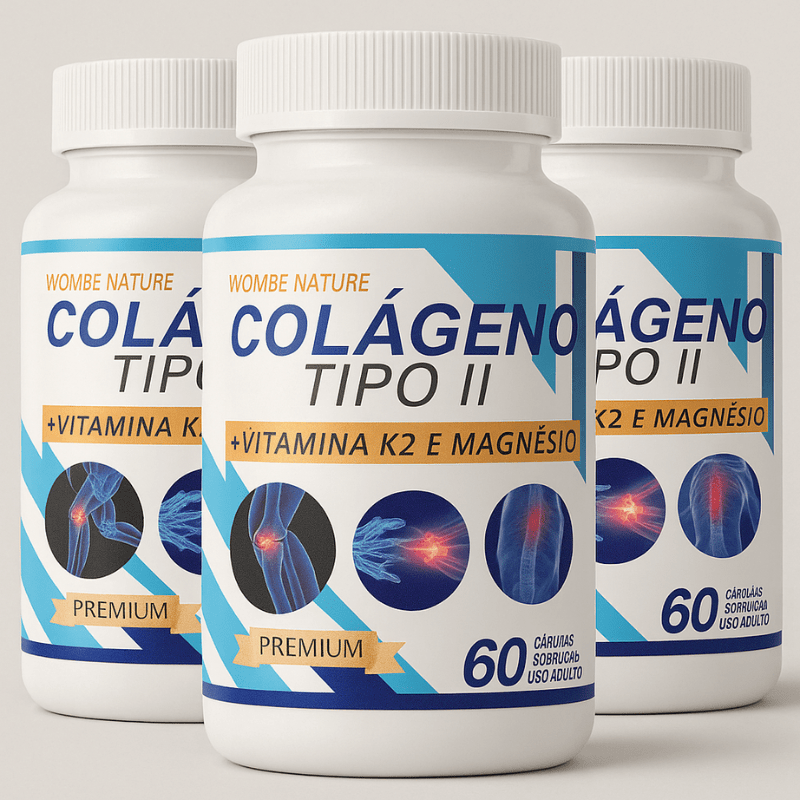 Kit 3 Colágeno tipo 2 - Dores Articulares + Vitaminas - 180 Cápsulas - Loja Descontou!