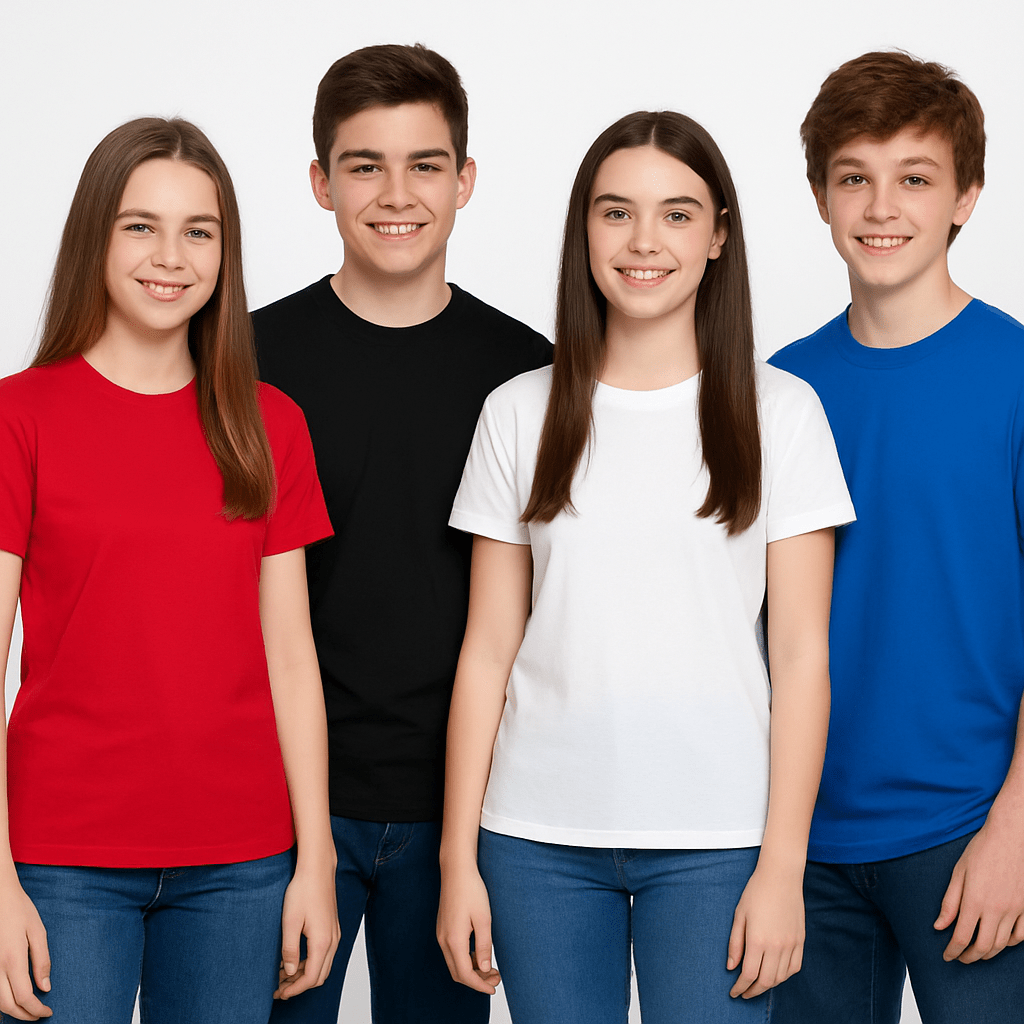 Kit 4 Camisetas Masculino e Feminino Infantil 100% Algodão Tam 2 ao 16 - Loja Descontou!