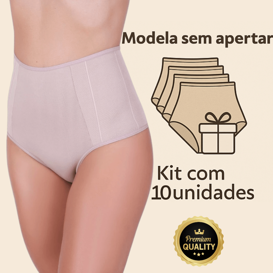 Kit com 10 Calcinhas Premium - Seca Barriga e Redutora de Medidas + Brinde