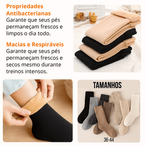 Kit Meia Térmica Peluciada Forrada - Masculino e Feminino - Loja Descontou!