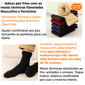 Kit Meia Térmica Peluciada Forrada - Masculino e Feminino - Loja Descontou!