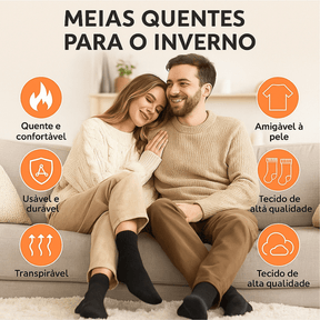 Kit Meia Térmica Peluciada Forrada - Masculino e Feminino - Loja Descontou!