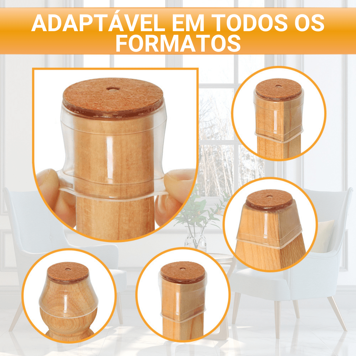 Kit Protetor em Silicone para Pé de Mesas, Cadeiras e Móveis