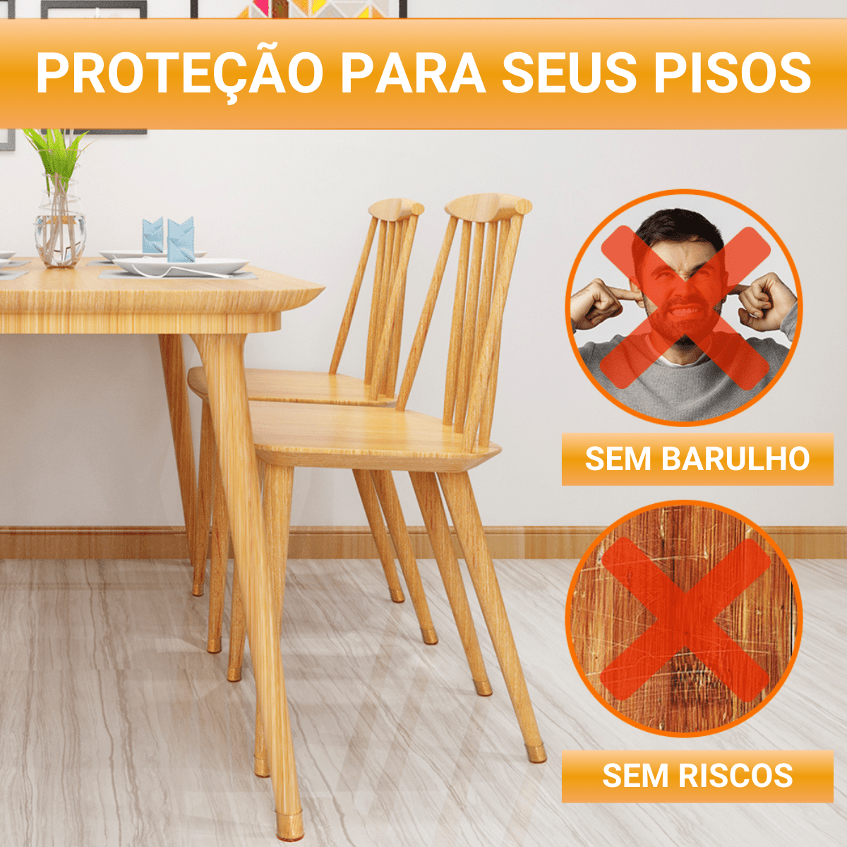 Kit Protetor em Silicone para Pé de Mesas, Cadeiras e Móveis