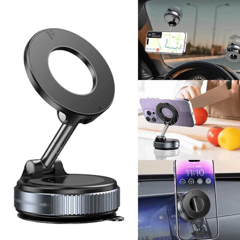 Suporte de celular para carro MagSafe 360° com ventosa à vácuo - Loja Descontou!